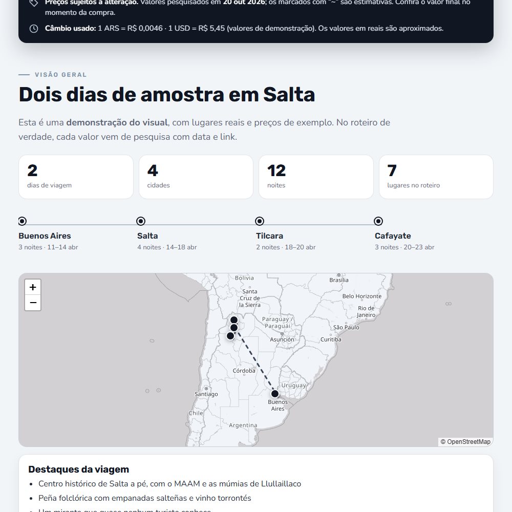 Visão geral com mapa das cidades